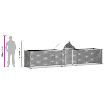 vidaXL Chicken Coop 16.4'x3.3'x4.9'Galvanized Steel