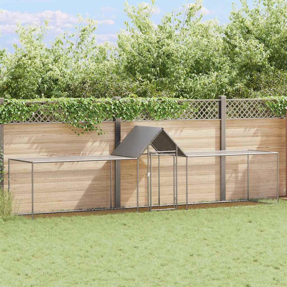 vidaXL Chicken Coop 16.4'x3.3'x4.9'Galvanized Steel