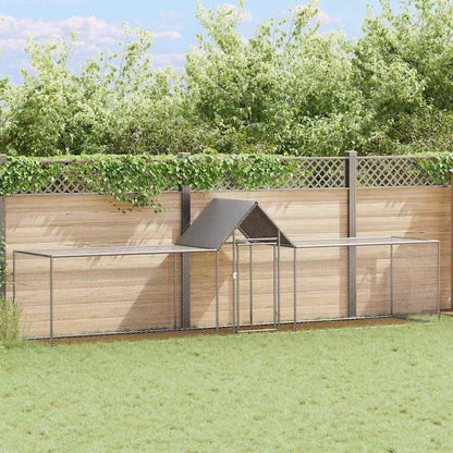 vidaXL Chicken Coop 16.4'x3.3'x4.9'Galvanized Steel