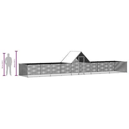 vidaXL Chicken Coop 32.8'x6.6'x6.6'Galvanized Steel