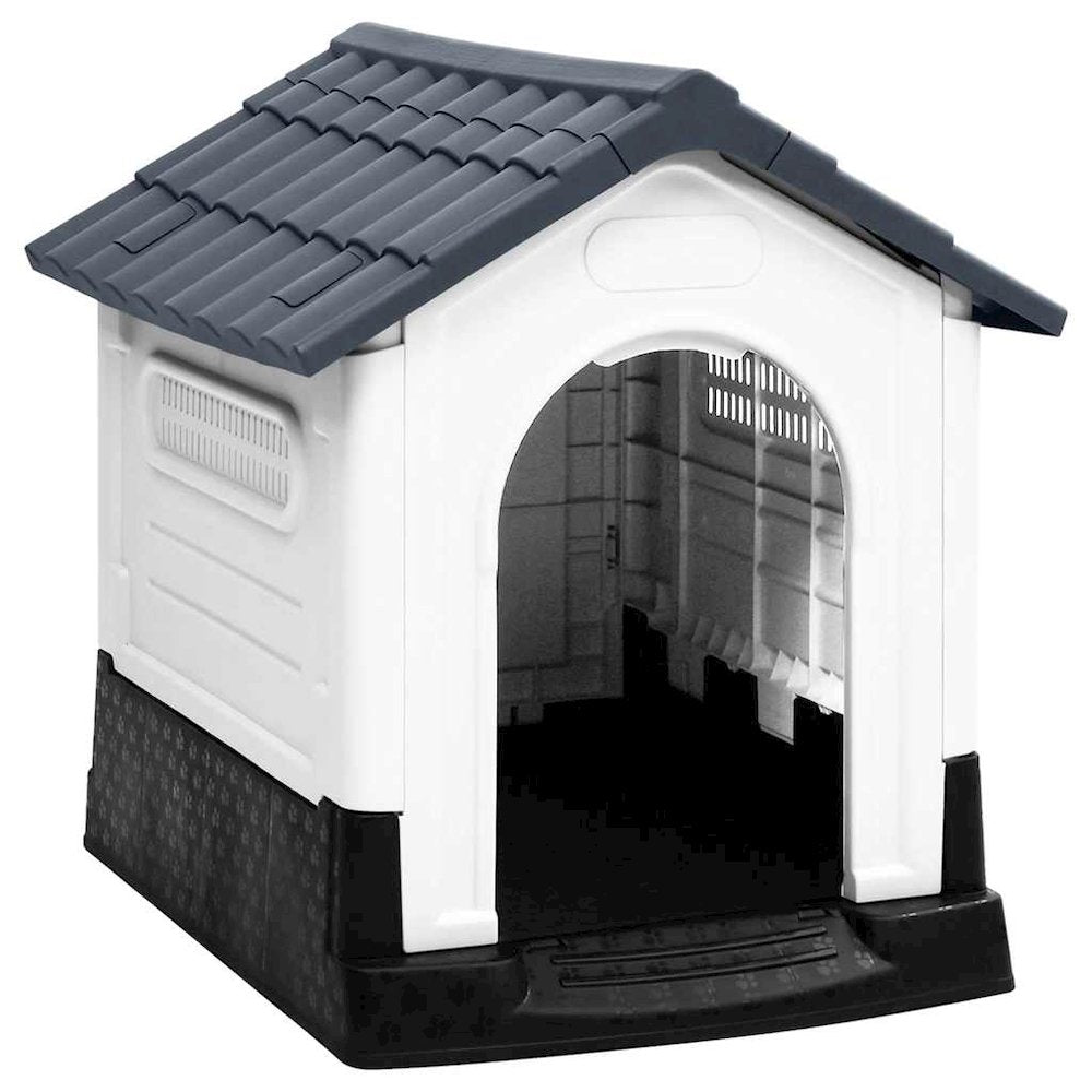 vidaXL Dog House Grey 22.4x26.8x26.0" Polypropylene