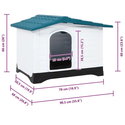 vidaXL Dog House Blue 35.6"x26.8"x26" Polypropylene