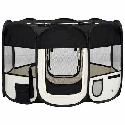 vidaXL Foldable Dog Playpen with Carrying Bag Black 43.3"x43.3"x22.8