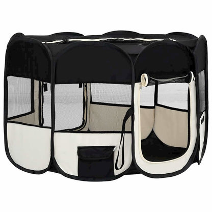 vidaXL Foldable Dog Playpen with Carrying Bag Black 43.3"x43.3"x22.8