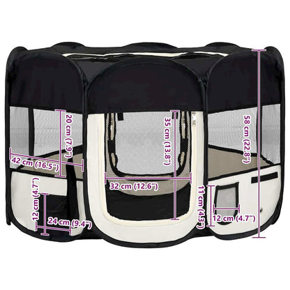 vidaXL Foldable Dog Playpen with Carrying Bag Black 43.3"x43.3"x22.8