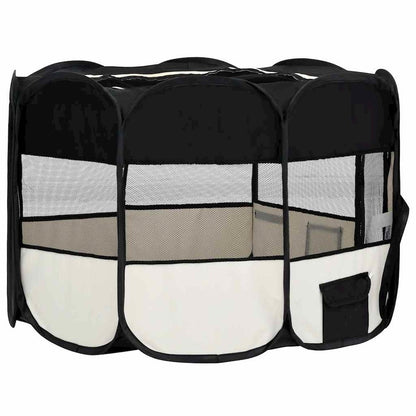 vidaXL Foldable Dog Playpen with Carrying Bag Black 43.3"x43.3"x22.8