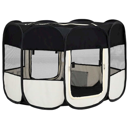 vidaXL Foldable Dog Playpen with Carrying Bag Black 43.3"x43.3"x22.8