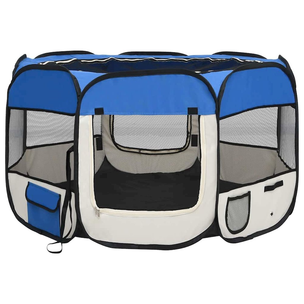 vidaXL Foldable Dog Playpen with Carrying Bag Blue 43.3"x43.3"x22.8