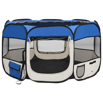 vidaXL Foldable Dog Playpen with Carrying Bag Blue 43.3"x43.3"x22.8