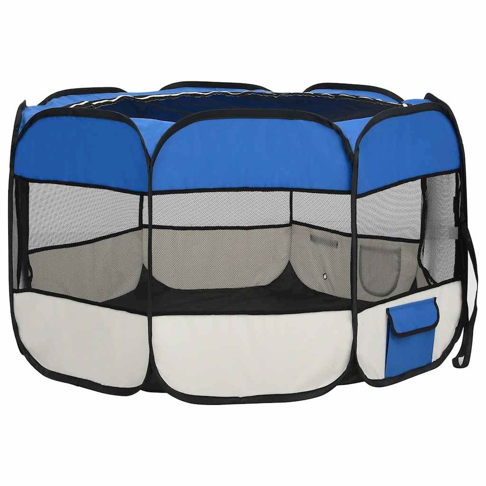 vidaXL Foldable Dog Playpen with Carrying Bag Blue 43.3"x43.3"x22.8