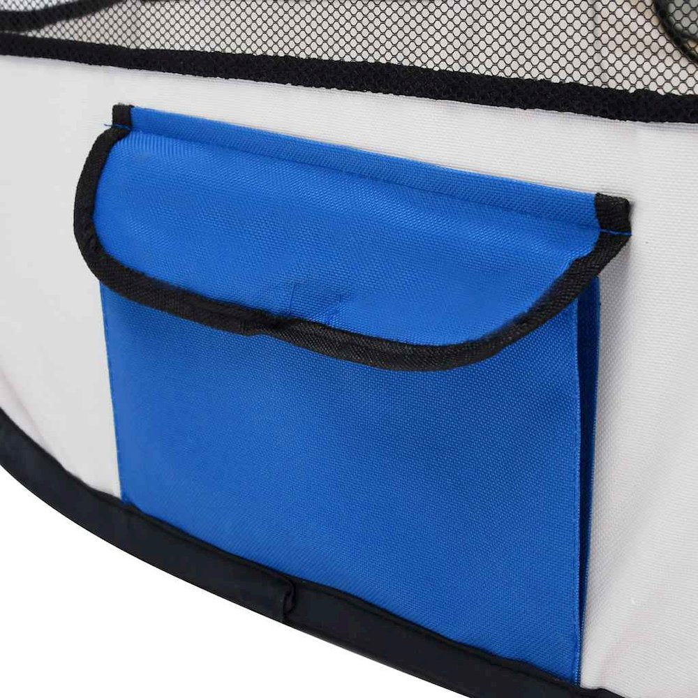 vidaXL Foldable Dog Playpen with Carrying Bag Blue 43.3"x43.3"x22.8
