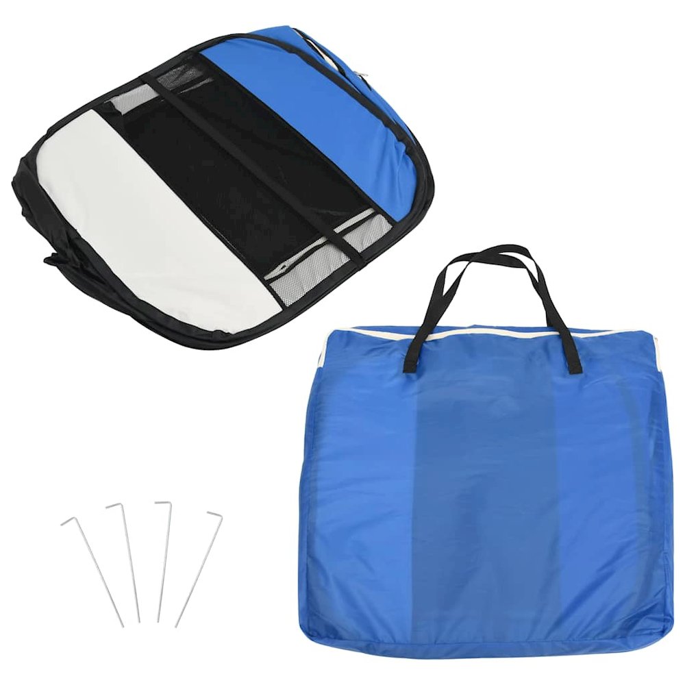 vidaXL Foldable Dog Playpen with Carrying Bag Blue 43.3"x43.3"x22.8