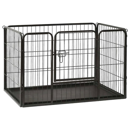 Dog Playpen Black Powder-coated steel 36.0x23.2x24.0 in Foldable