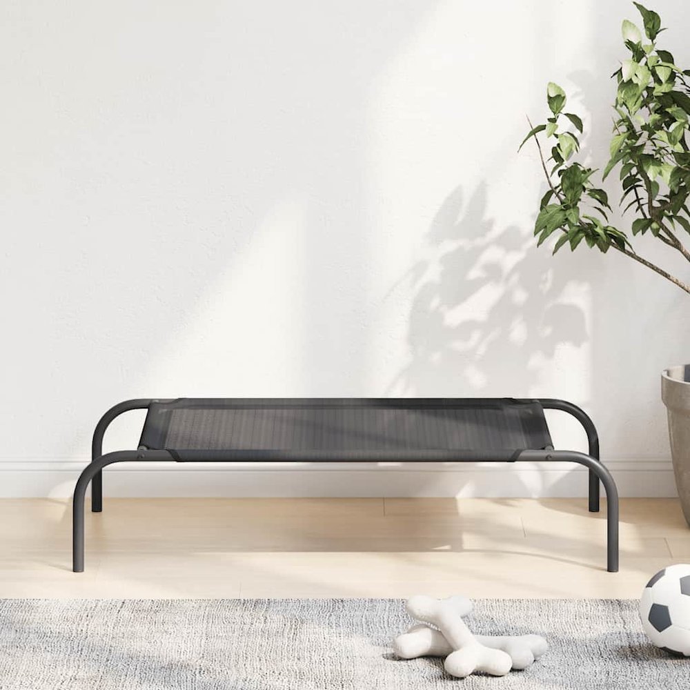 Dog Bed Black Textilene And Powder-Coated Steel Small