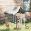 Dog Kennel Silver Galvanized Steel, Polyethylene