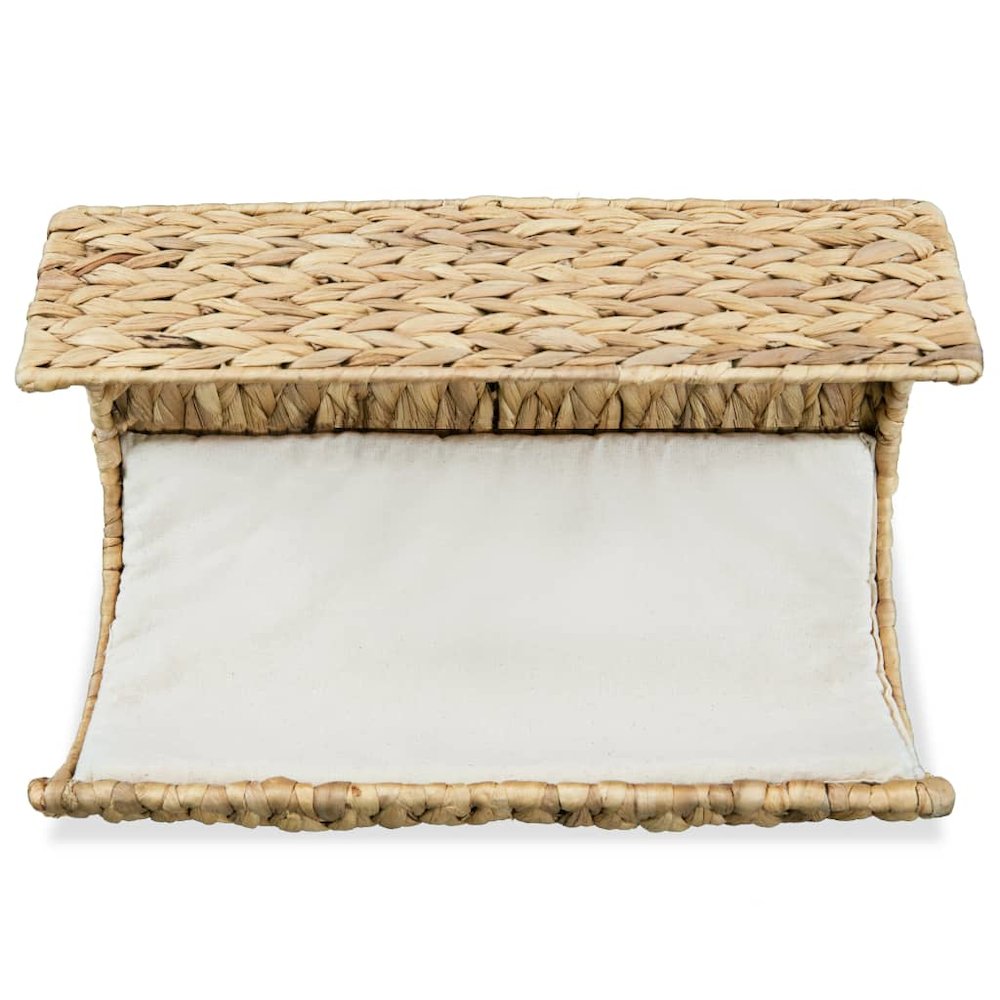 Cat Bed Brown Water Hyacinth, Metal, Polyester