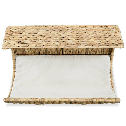 Cat Bed Brown Water Hyacinth, Metal, Polyester