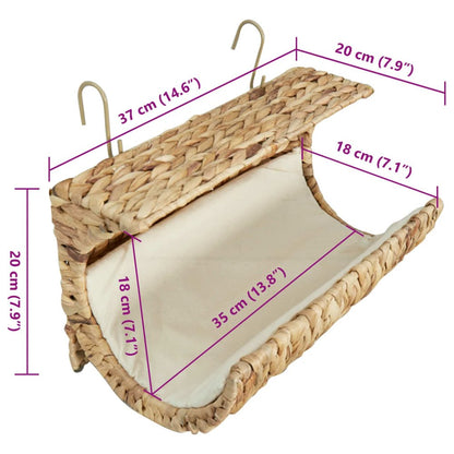 Cat Bed Brown Water Hyacinth, Metal, Polyester