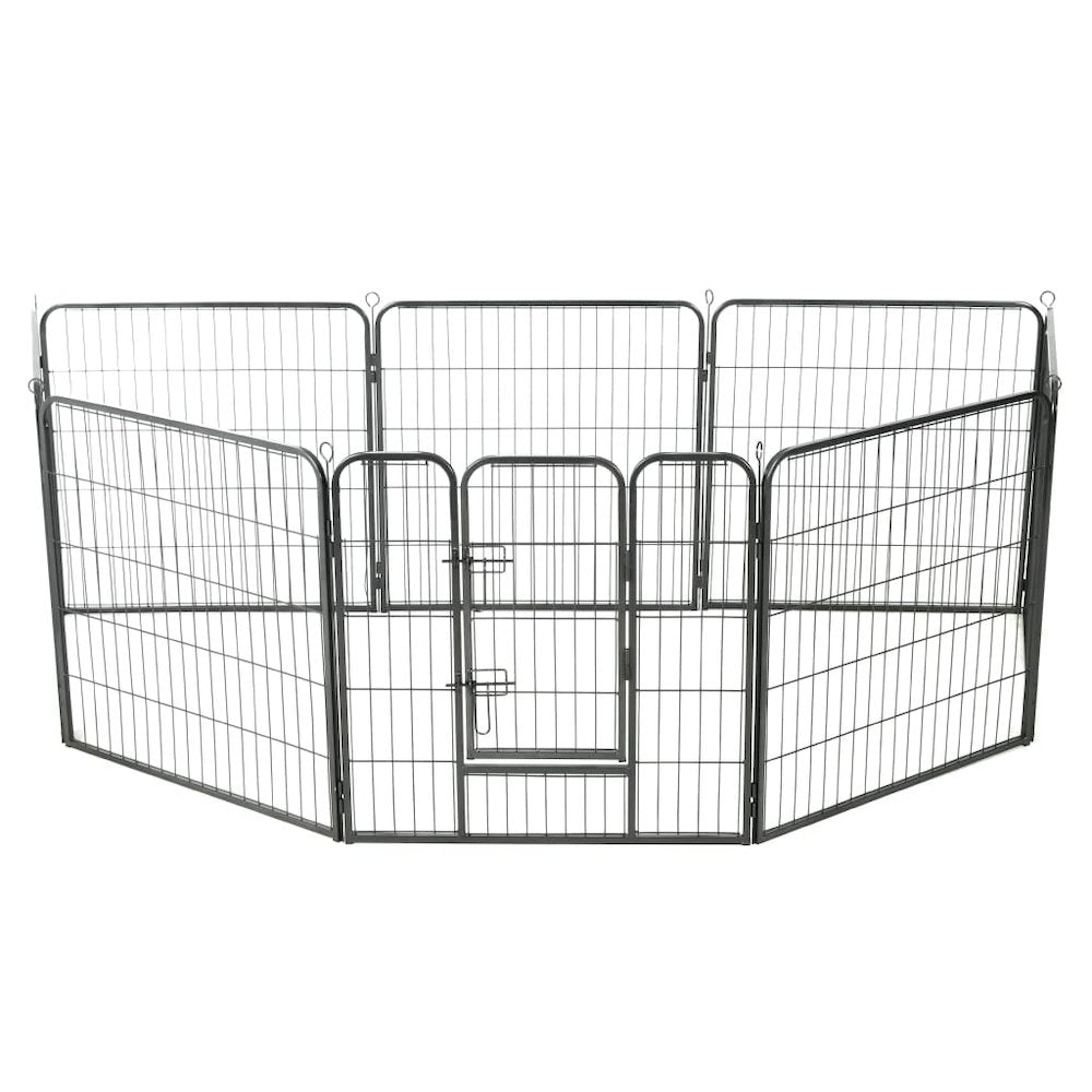Dog Playpen Black Powder-Coated Steel 31.5 x 31.4 8-panel