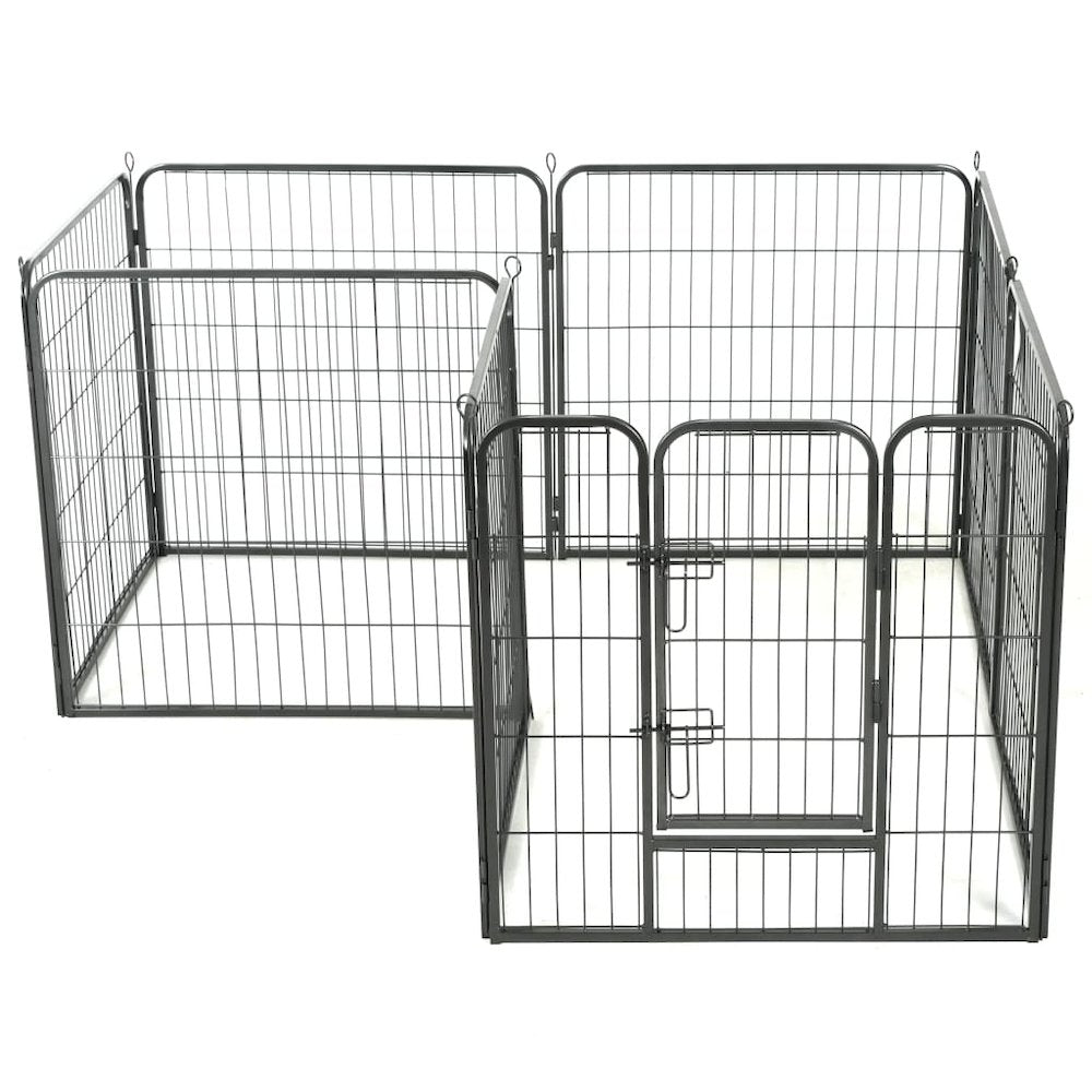 Dog Playpen Black Powder-Coated Steel 31.5 x 31.4 8-panel