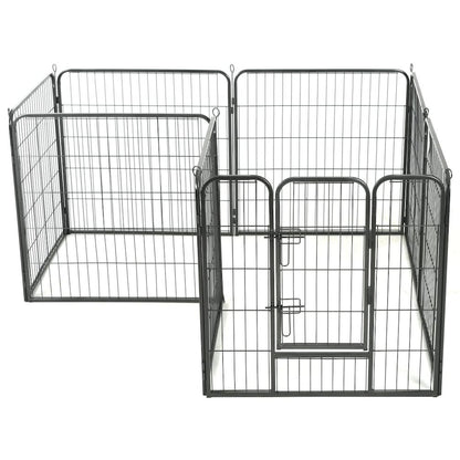 Dog Playpen Black Powder-Coated Steel 31.5 x 31.4 8-panel