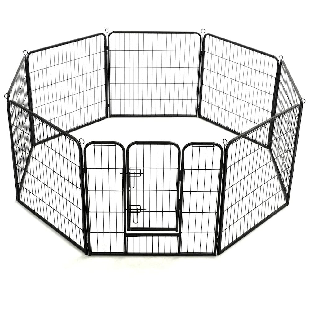Dog Playpen Black Powder-Coated Steel 31.5 x 31.4 8-panel
