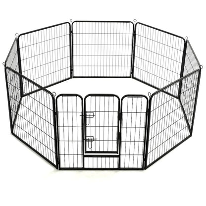 Dog Playpen Black Powder-Coated Steel 31.5 x 31.4 8-panel