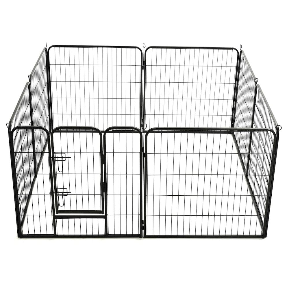 Dog Playpen Black Powder-Coated Steel 31.5 x 31.4 8-panel