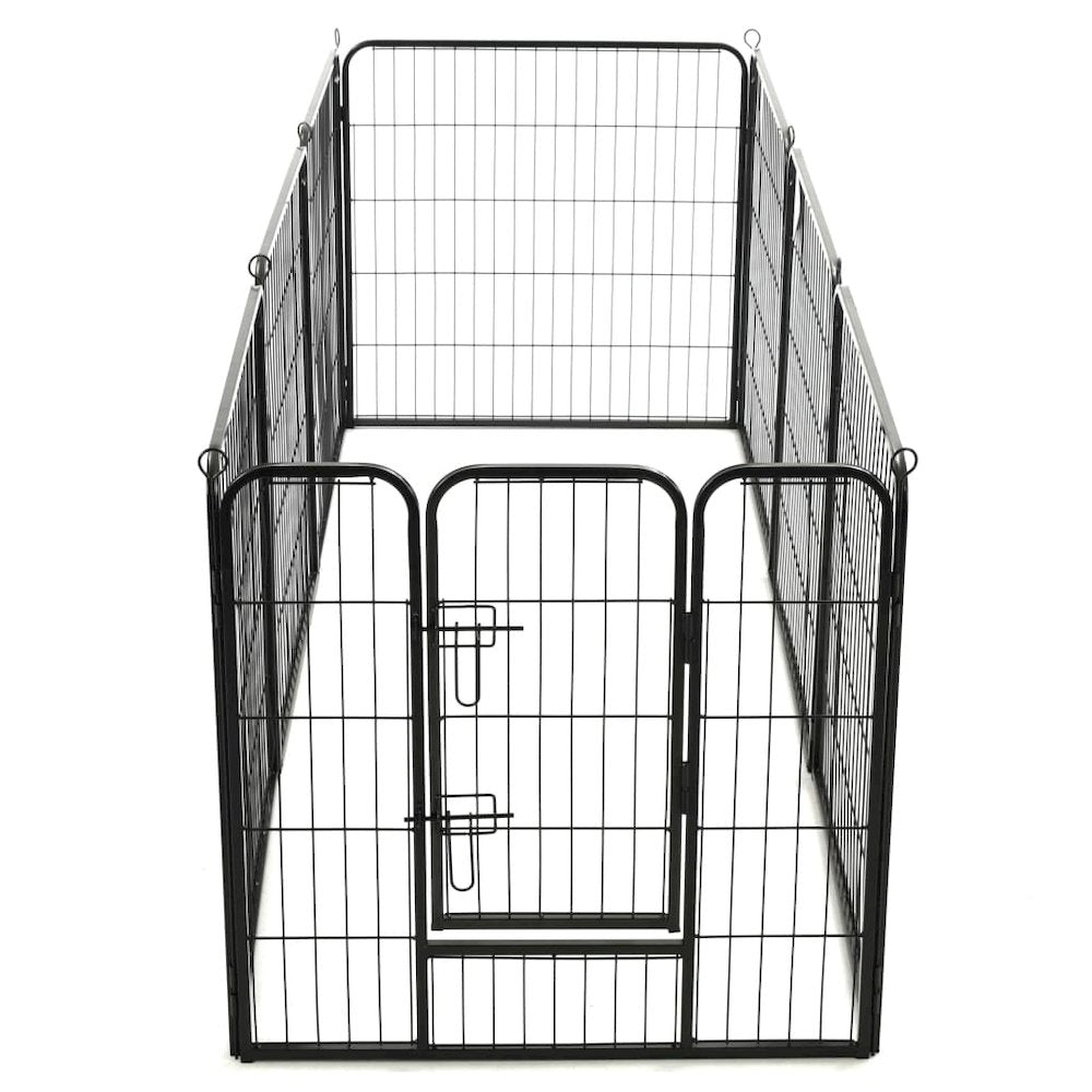 Dog Playpen Black Powder-Coated Steel 31.5 x 31.4 8-panel