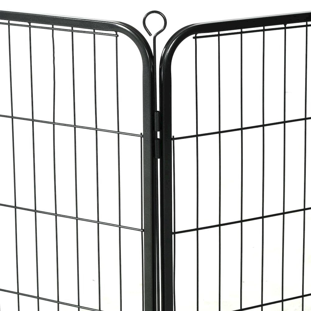 Dog Playpen Black Powder-Coated Steel 31.5 x 31.4 8-panel