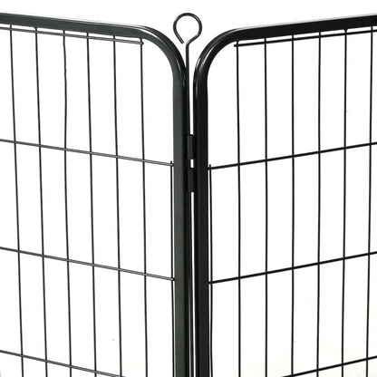 Dog Playpen Black Powder-Coated Steel 31.5 x 31.4 8-panel