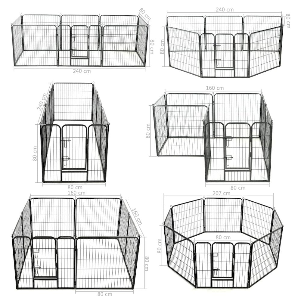 Dog Playpen Black Powder-Coated Steel 31.5 x 31.4 8-panel