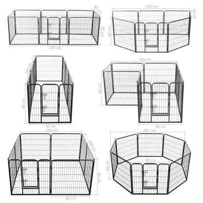 Dog Playpen Black Powder-Coated Steel 31.5 x 31.4 8-panel