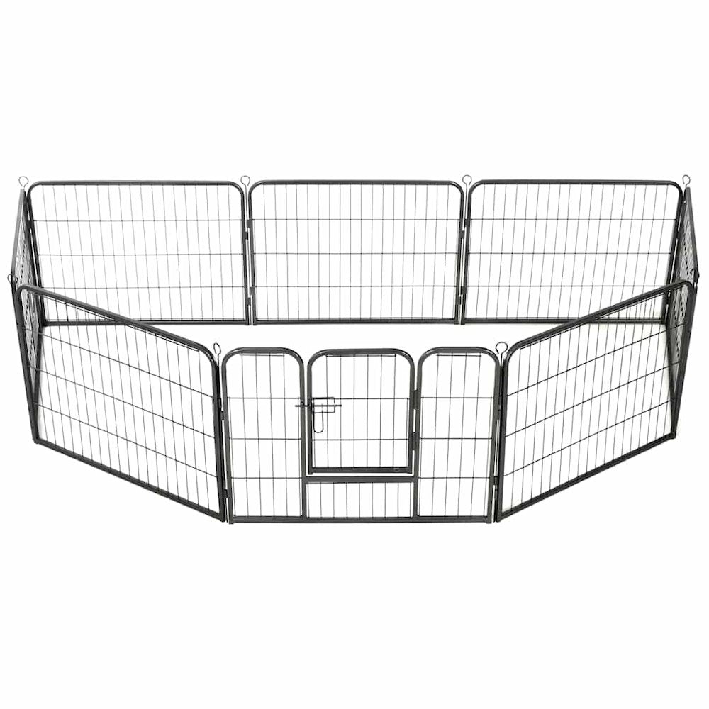 Dog Playpen Black Powder-Coated Steel 23.6 x 31.5 8-panel