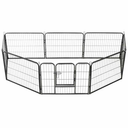 Dog Playpen Black Powder-Coated Steel 23.6 x 31.5 8-panel