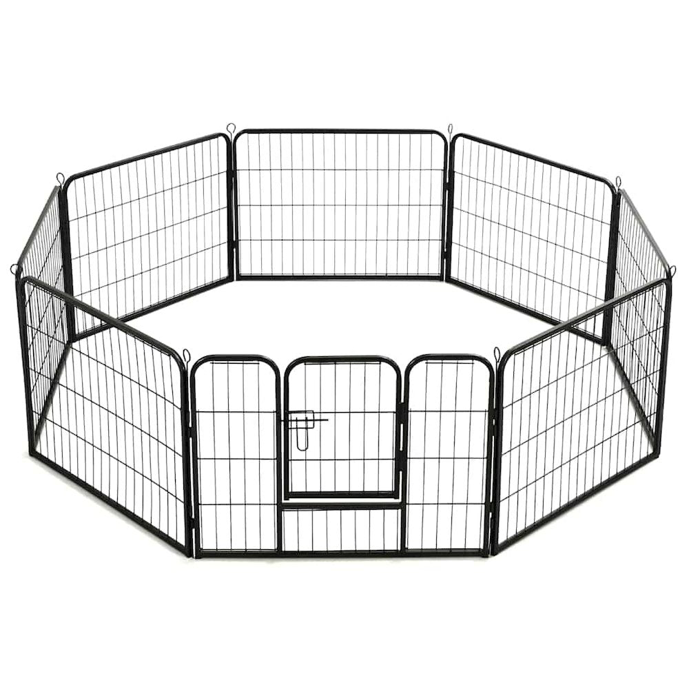 Dog Playpen Black Powder-Coated Steel 23.6 x 31.5 8-panel