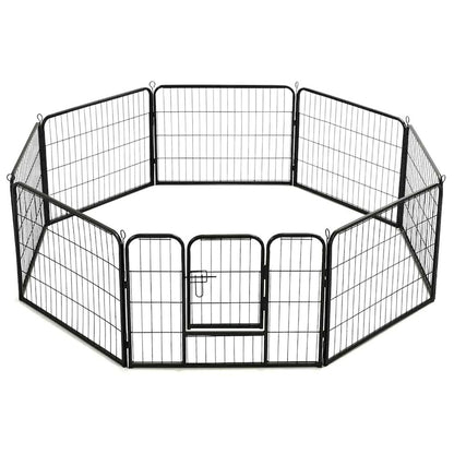 Dog Playpen Black Powder-Coated Steel 23.6 x 31.5 8-panel