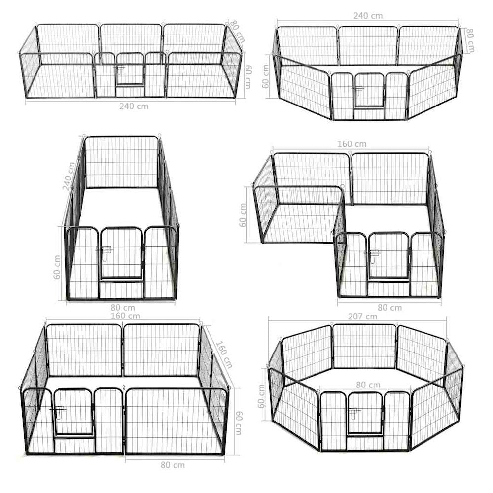 Dog Playpen Black Powder-Coated Steel 23.6 x 31.5 8-panel