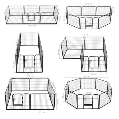 Dog Playpen Black Powder-Coated Steel 23.6 x 31.5 8-panel