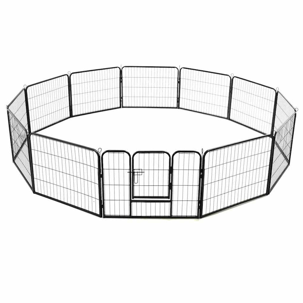 Dog Playpen Black Powder-coated steel 31.5x23.6 in panels