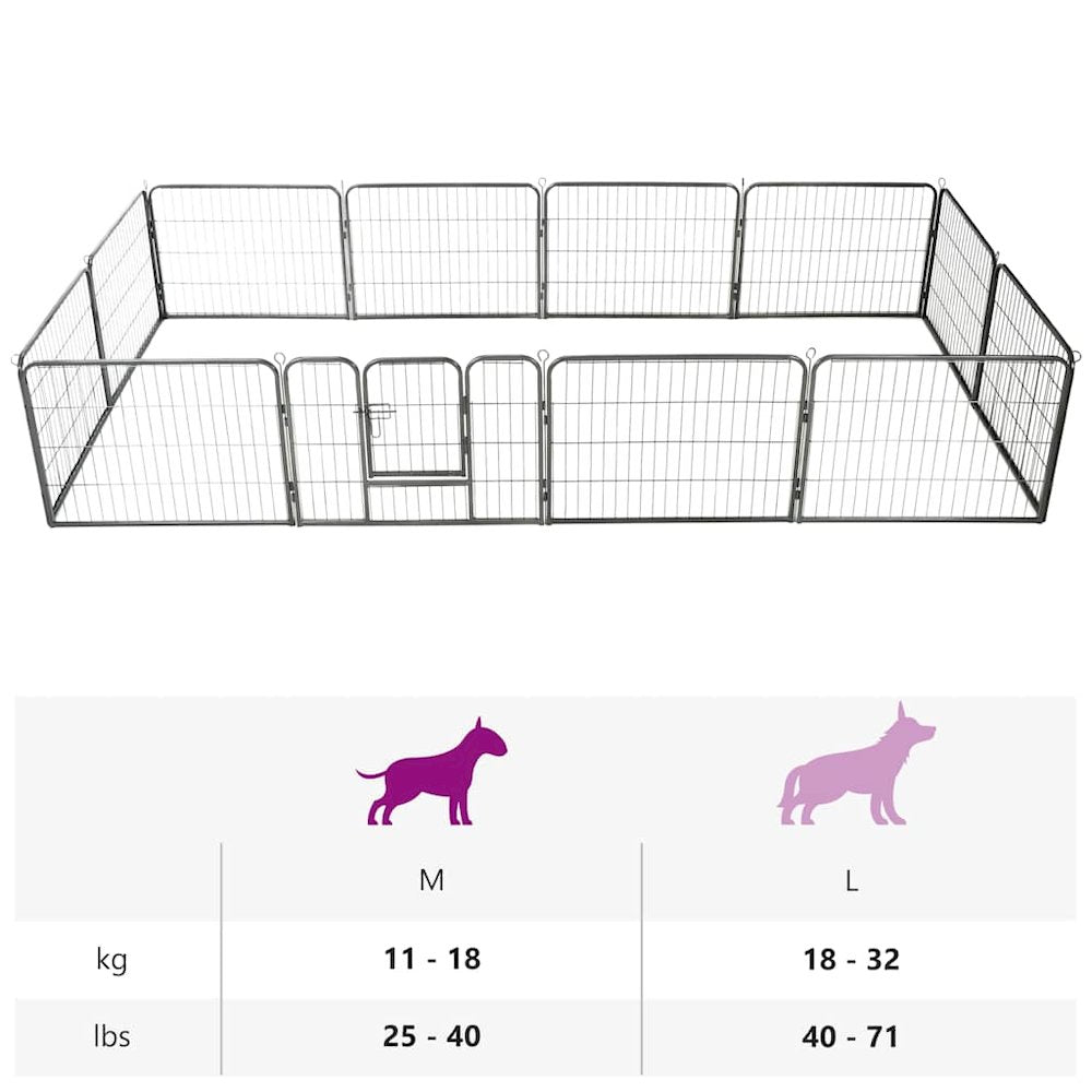 Dog Playpen Black Powder-Coated Steel 23.6 x 31.5 12-panel