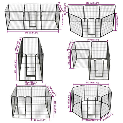 Dog Playpen Black Powder-Coated Steel 31.5 x 39.4 8-panel