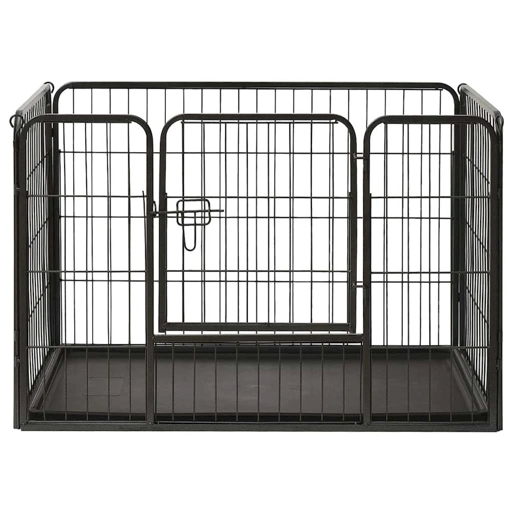 Dog Playpen Black Powder-coated steel 36.0x23.2x24.0 in Foldable