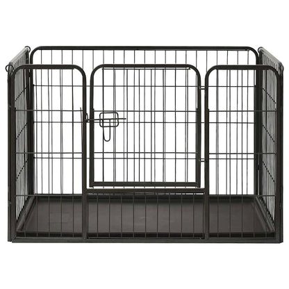 Dog Playpen Black Powder-coated steel 36.0x23.2x24.0 in Foldable