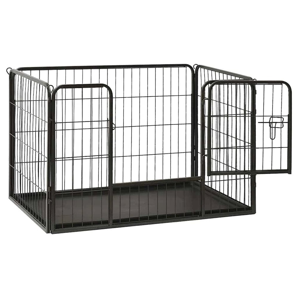 Dog Playpen Black Powder-coated steel 36.0x23.2x24.0 in Foldable