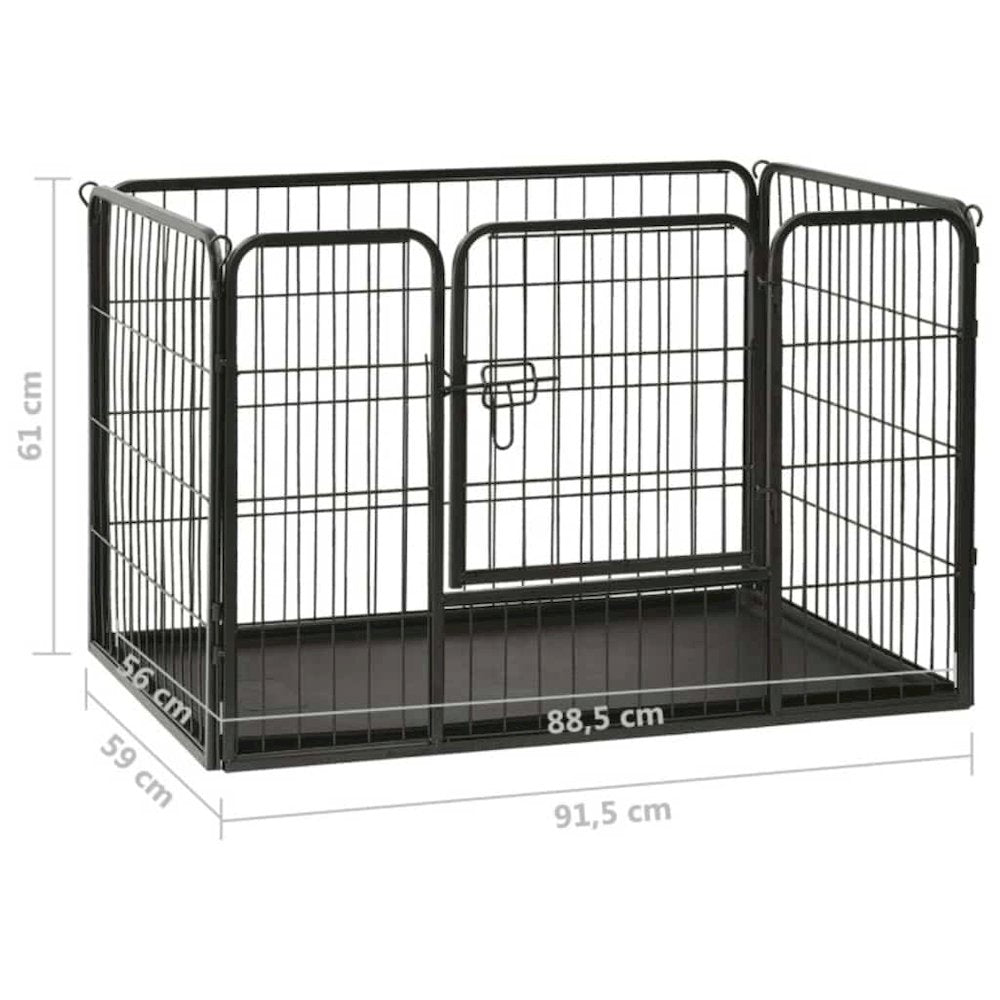 Dog Playpen Black Powder-coated steel 36.0x23.2x24.0 in Foldable