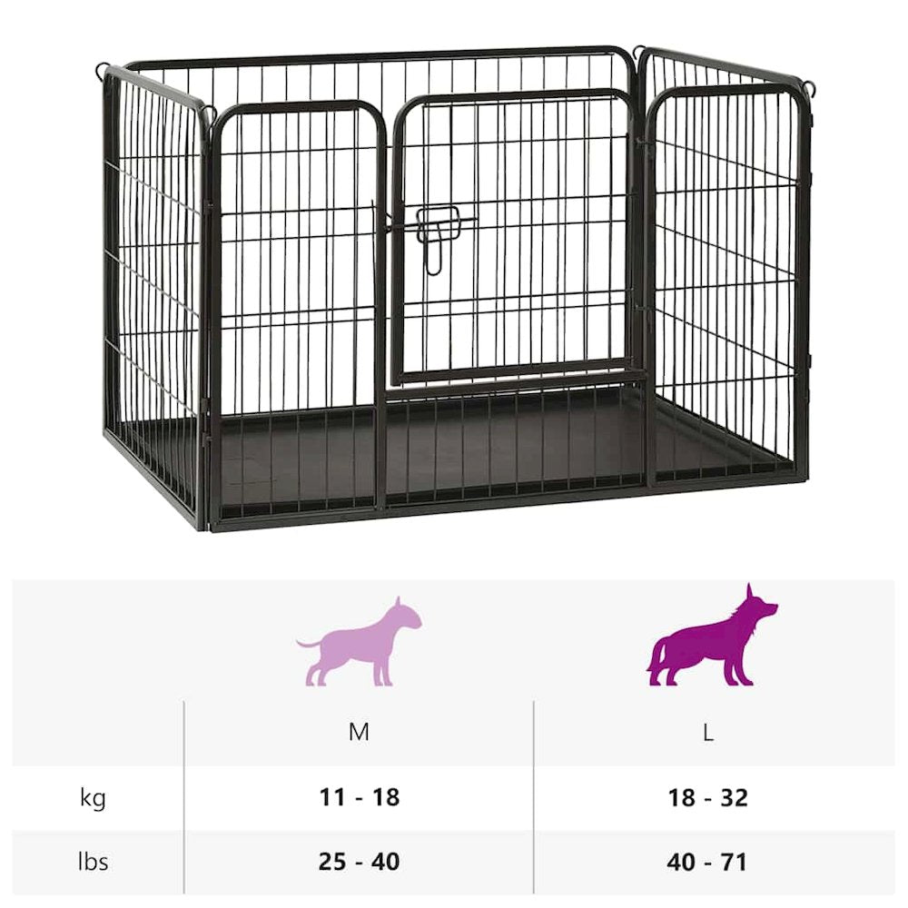 Dog Playpen Black Powder-coated steel 36.0x23.2x24.0 in Foldable