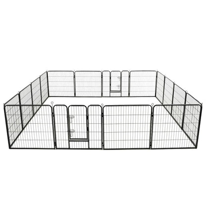 Dog Playpen Black Powder-Coated Steel Large Collapsible 31.5W x 31.5D x 31.5H
