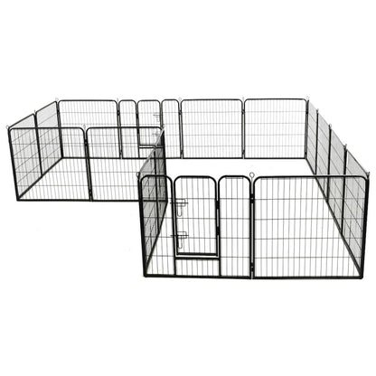 Dog Playpen Black Powder-Coated Steel Large Collapsible 31.5W x 31.5D x 31.5H