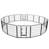 Dog Playpen Black Powder-Coated Steel Large Collapsible 31.5W x 31.5D x 31.5H